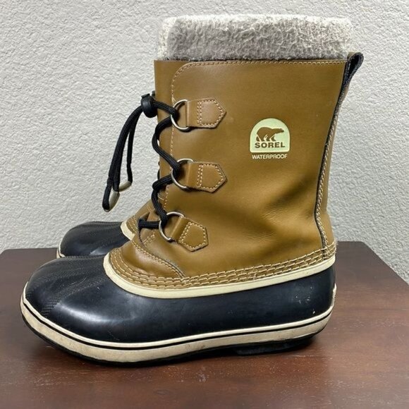Sorel Yoot Pac Boots Beige Black Lace Up Waterproof Winter Snow Duck Sz 7 - Picture 5 of 12